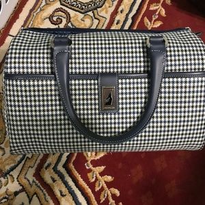 London Fog Oxford 360HL Houndstooth Satchel Cabin Bag Carry On Travel 8900